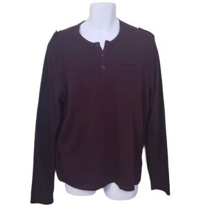𝅺GUESS Henley Purple Long Sleeve Shirt Men's Size XL